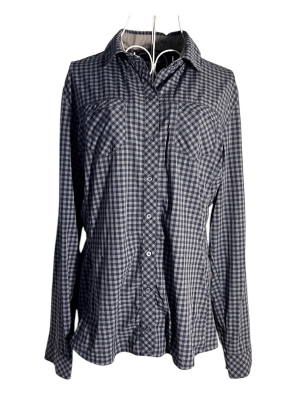 Kuhl Women's Button Up Long Sleeve Blue Plaid Hiking Shirt